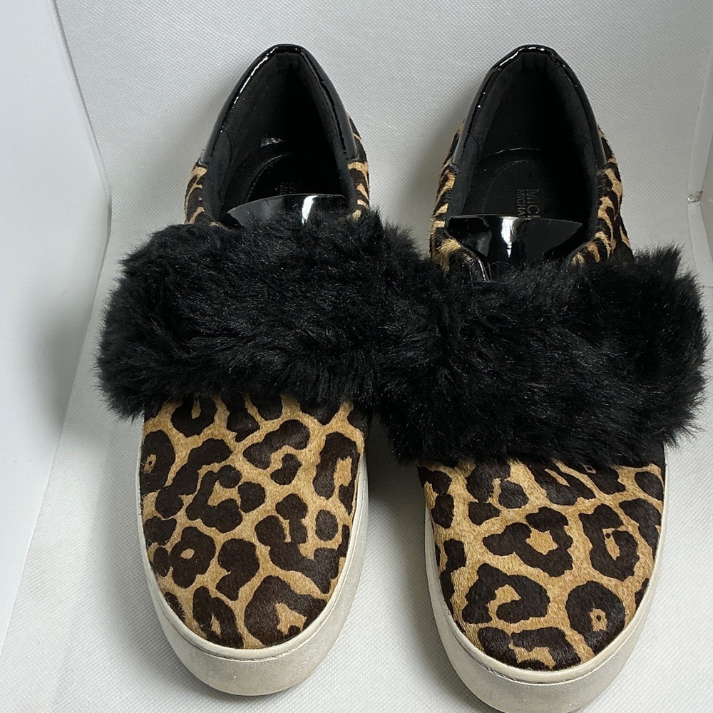 Michael Michael Kors Leopard Calf Hair Faux Fur Slip-On Sneakers Size 10 - Picture 11 of 12